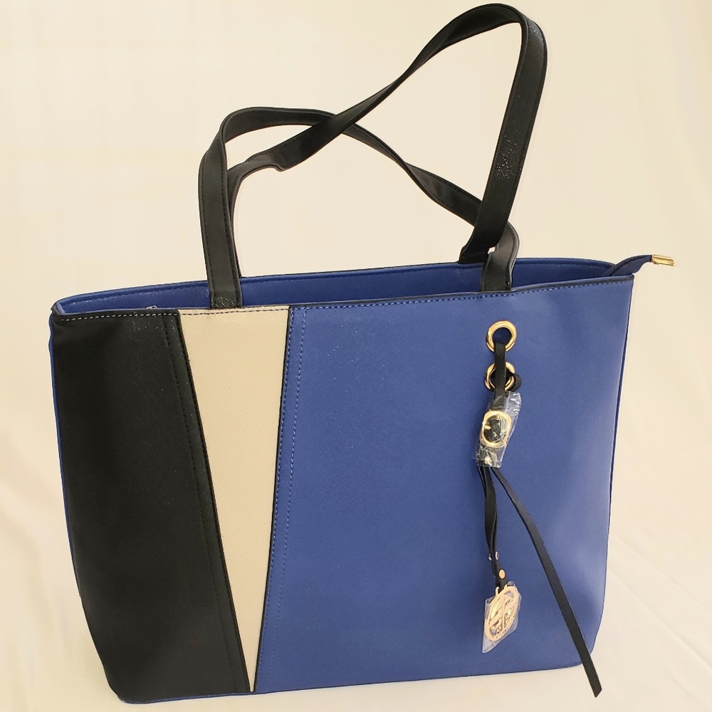 NWT Black/Blue Color-block Tote Handbag
